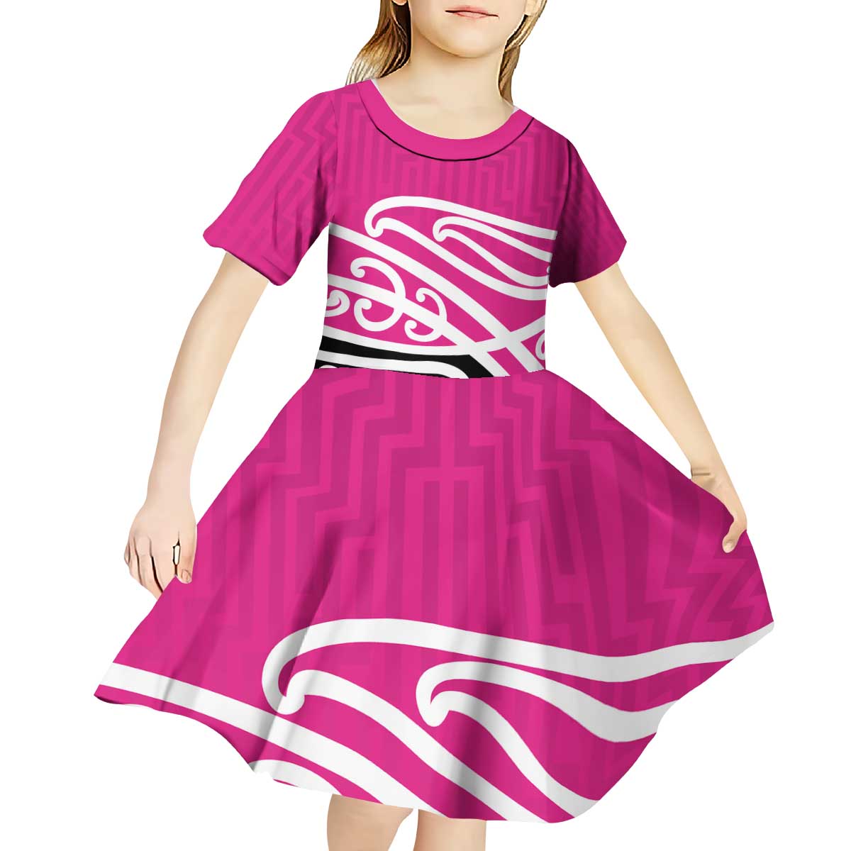 All Pink New Zealand Kowhai Ngutukak Kid Short Sleeve Dress - Polynesian Pride