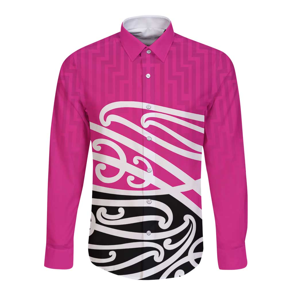 All Pink New Zealand Kowhai Ngutukak Long Sleeve Button Shirt LT9 Unisex Pink - Polynesian Pride