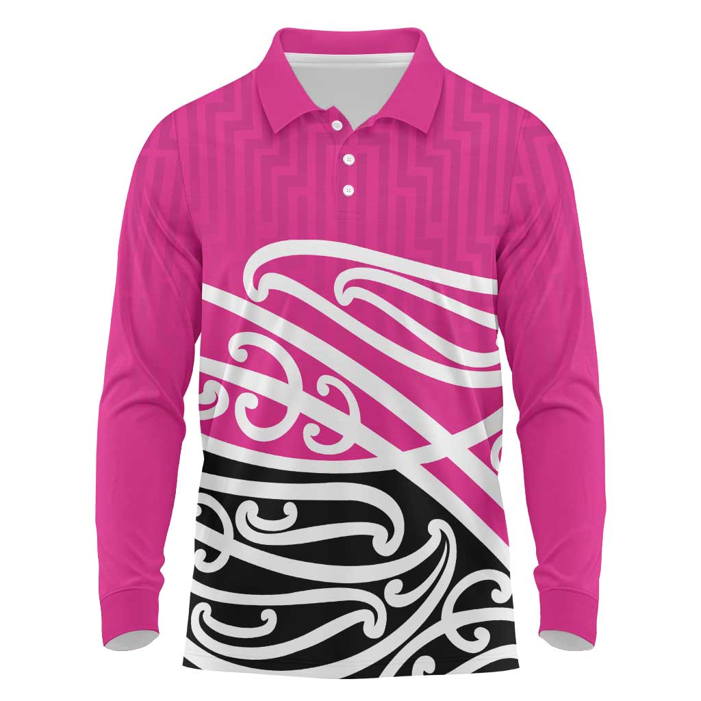 All Pink New Zealand Kowhai Ngutukak Long Sleeve Polo Shirt - Polynesian Pride