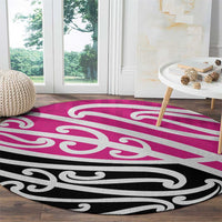 All Pink New Zealand Kowhai Ngutukak Round Carpet - Polynesian Pride