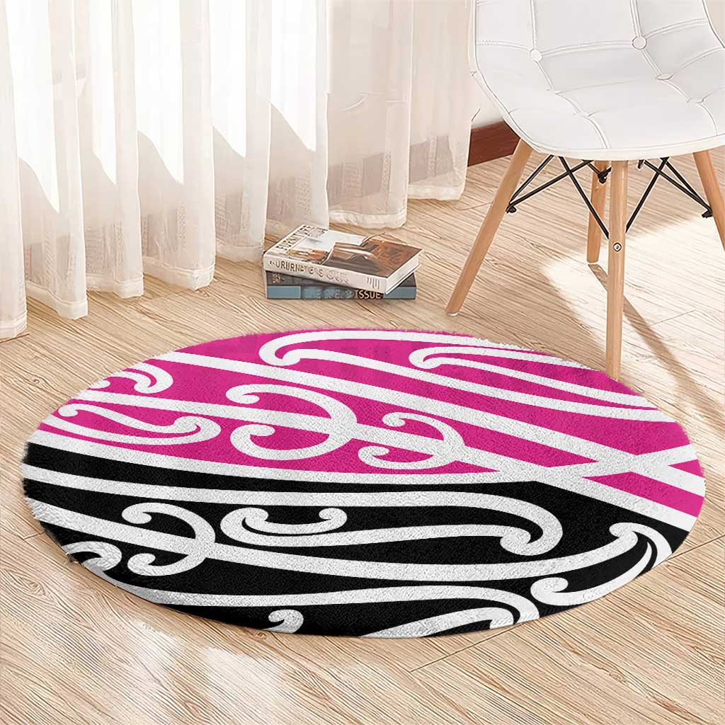 All Pink New Zealand Kowhai Ngutukak Round Carpet - Polynesian Pride
