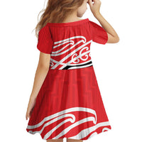 All Red New Zealand Kowhai Ngutukak Family Matching Long Sleeve Bodycon Dress and Hawaiian Shirt - Polynesian Pride