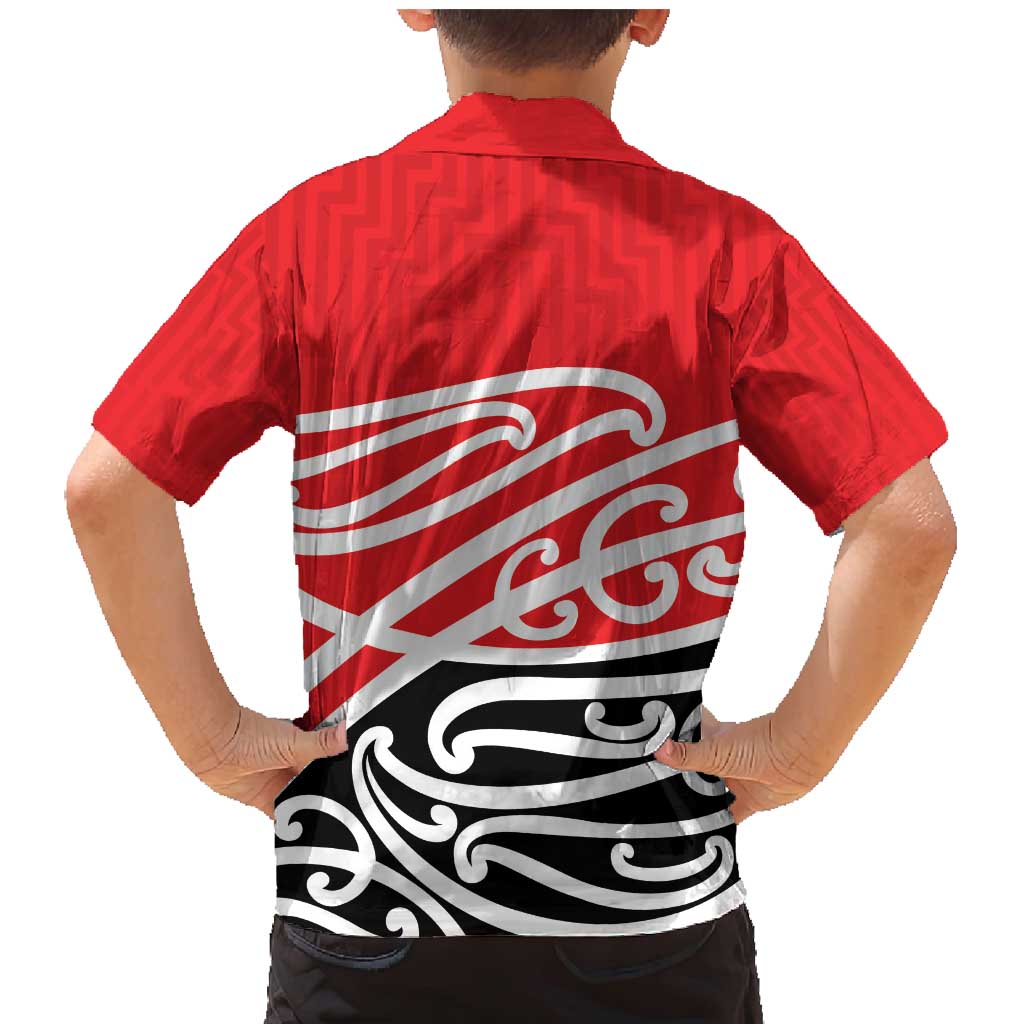 All Red New Zealand Kowhai Ngutukak Family Matching Mermaid Dress and Hawaiian Shirt - Polynesian Pride