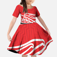 All Red New Zealand Kowhai Ngutukak Family Matching Mermaid Dress and Hawaiian Shirt - Polynesian Pride