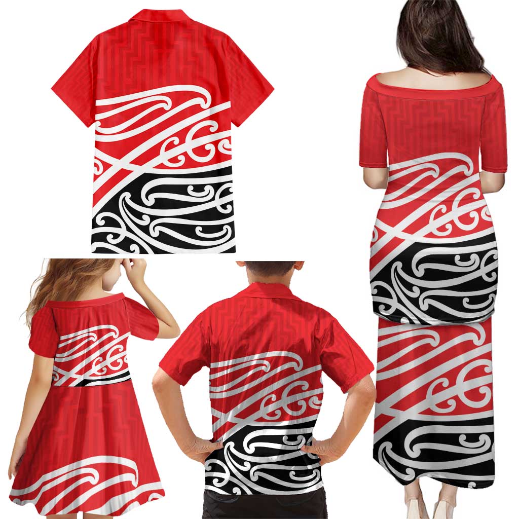 All Red New Zealand Kowhai Ngutukak Family Matching Puletasi and Hawaiian Shirt - Polynesian Pride