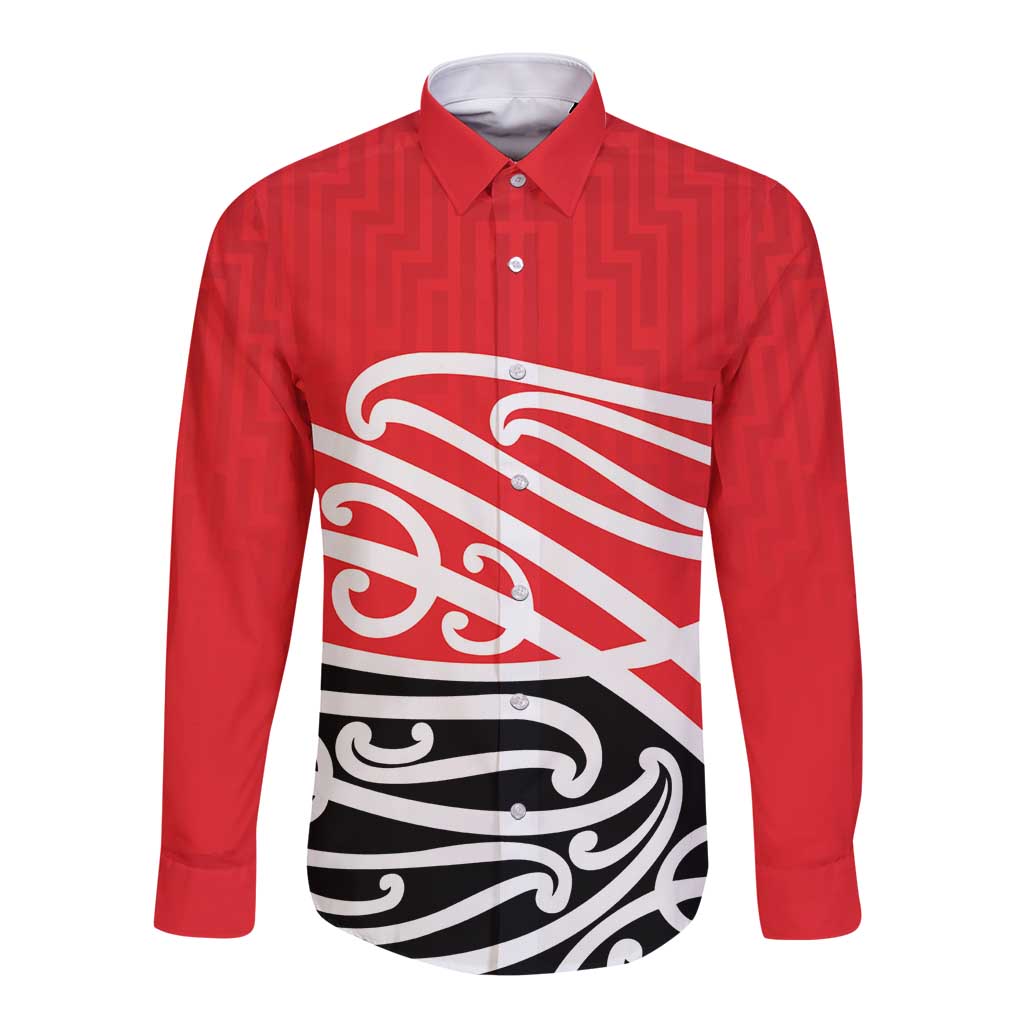 All Red New Zealand Kowhai Ngutukak Long Sleeve Button Shirt LT9 Unisex Red - Polynesian Pride