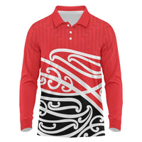 All Red New Zealand Kowhai Ngutukak Long Sleeve Polo Shirt LT9 Red - Polynesian Pride