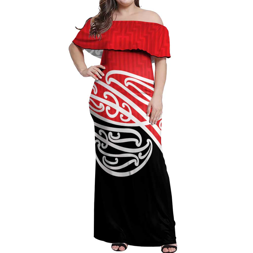 All Red New Zealand Kowhai Ngutukak Off Shoulder Maxi Dress - Polynesian Pride