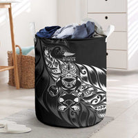 New Zealand Lawn Bowls Laundry Basket Black Maori Warrior Tribal Silver Fern - Polynesian Pride