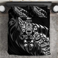 New Zealand Lawn Bowls Bedding Set Black Maori Warrior Tribal Silver Fern - Polynesian Pride