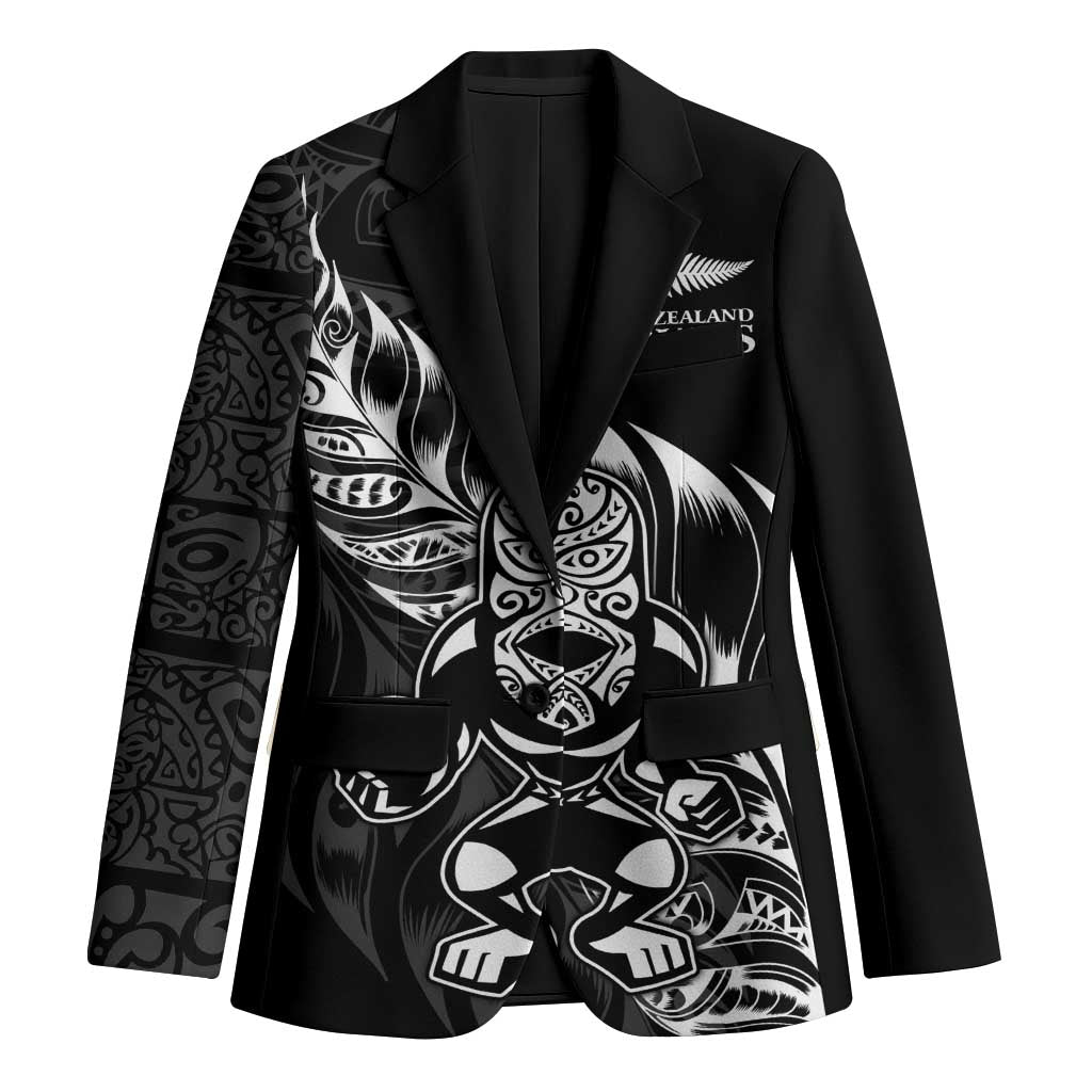 New Zealand Lawn Bowls Custom Blazer Black Maori Warrior Tribal Silver Fern - Polynesian Pride