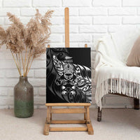 New Zealand Lawn Bowls Canvas Wall Art Black Maori Warrior Tribal Silver Fern - Polynesian Pride