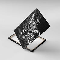 New Zealand Lawn Bowls Canvas Wall Art Black Maori Warrior Tribal Silver Fern - Polynesian Pride