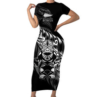 New Zealand Lawn Bowls Custom Family Matching Short Sleeve Bodycon Dress and Hawaiian Shirt Black Maori Warrior Tribal Silver Fern - Polynesian Pride