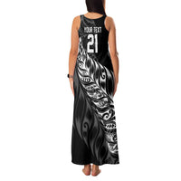 New Zealand Lawn Bowls Custom Family Matching Tank Maxi Dress and Hawaiian Shirt Black Maori Warrior Tribal Silver Fern - Polynesian Pride