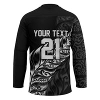New Zealand Lawn Bowls Custom Hockey Jersey Black Maori Warrior Tribal Silver Fern - Polynesian Pride