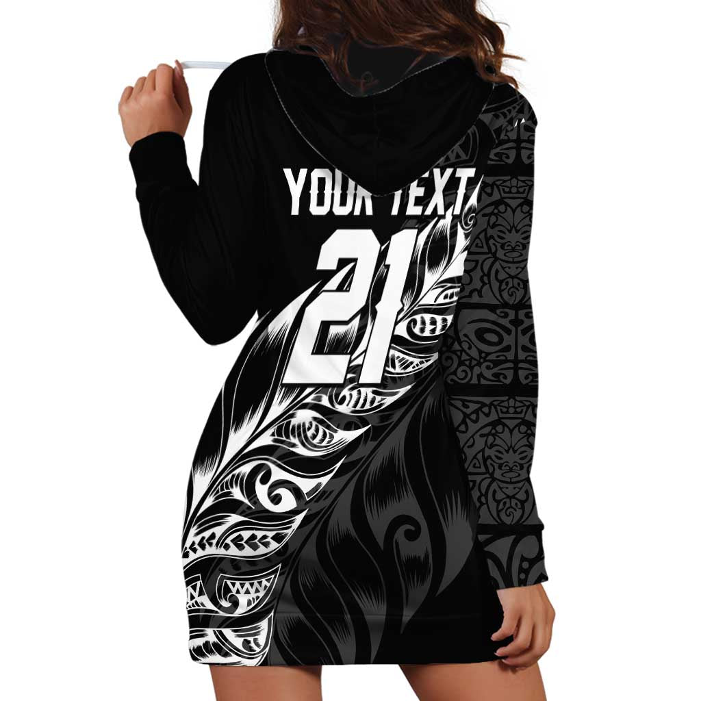 New Zealand Lawn Bowls Custom Hoodie Dress Black Maori Warrior Tribal Silver Fern - Polynesian Pride