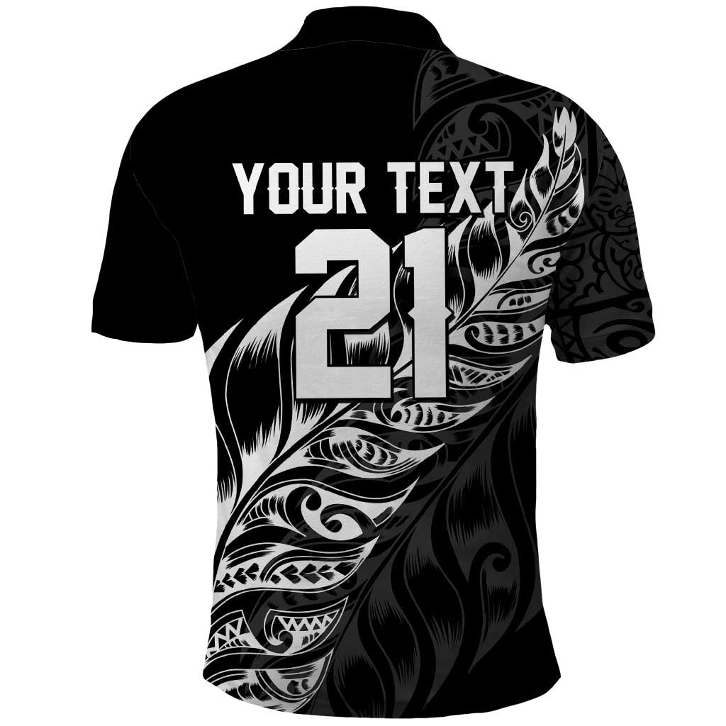 New Zealand Lawn Bowls Custom Polo Shirt Black Maori Warrior Tribal Silver Fern - Polynesian Pride