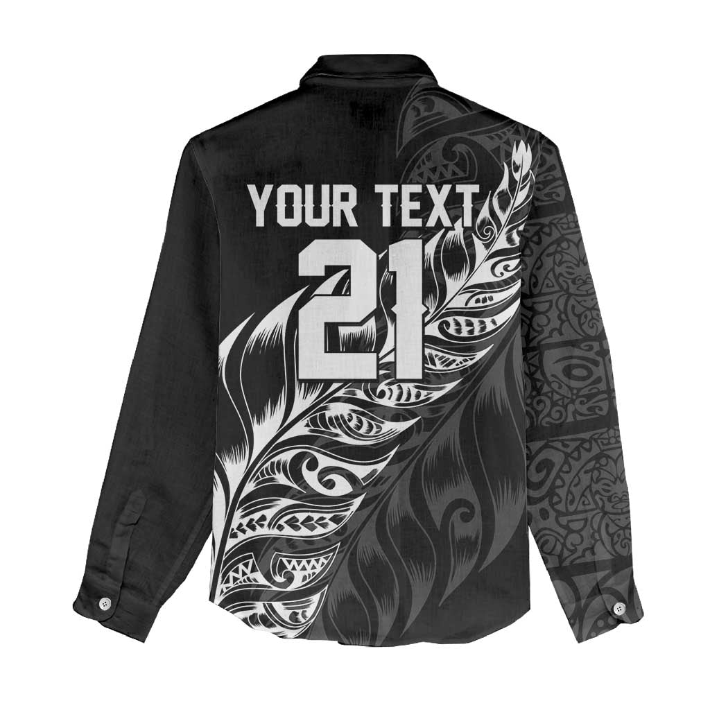 New Zealand Lawn Bowls Custom Women Casual Shirt Black Maori Warrior Tribal Silver Fern - Polynesian Pride
