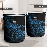 New Zealand Lawn Bowls Laundry Basket Blue Maori Warrior Tribal Silver Fern - Polynesian Pride