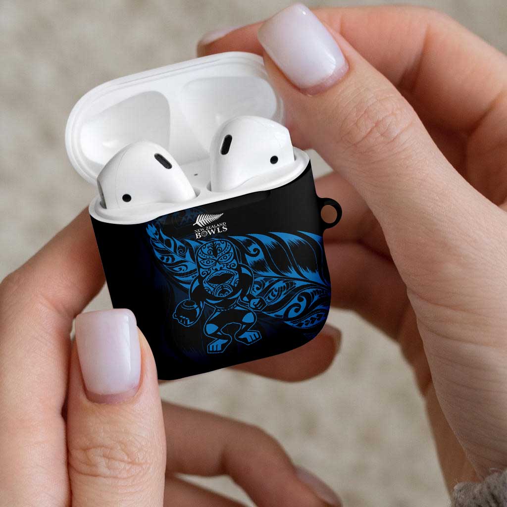 New Zealand Lawn Bowls AirPods Case Blue Maori Warrior Tribal Silver Fern - Polynesian Pride
