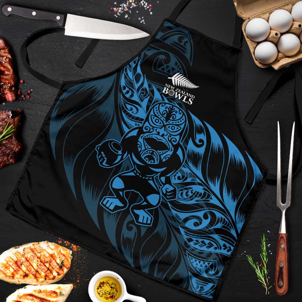 New Zealand Lawn Bowls Apron Blue Maori Warrior Tribal Silver Fern - Polynesian Pride