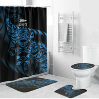 New Zealand Lawn Bowls Bathroom Set Blue Maori Warrior Tribal Silver Fern - Polynesian Pride