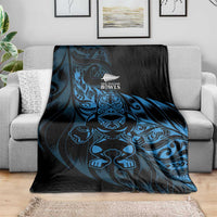 New Zealand Lawn Bowls Blanket Blue Maori Warrior Tribal Silver Fern - Polynesian Pride