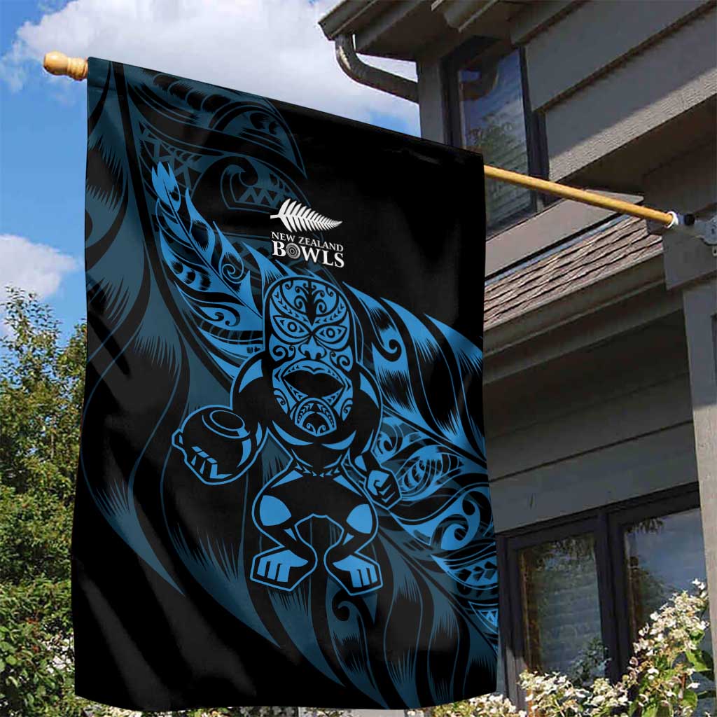 New Zealand Lawn Bowls Garden Flag Blue Maori Warrior Tribal Silver Fern - Polynesian Pride