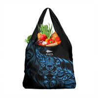New Zealand Lawn Bowls Grocery Bag Blue Maori Warrior Tribal Silver Fern - Polynesian Pride