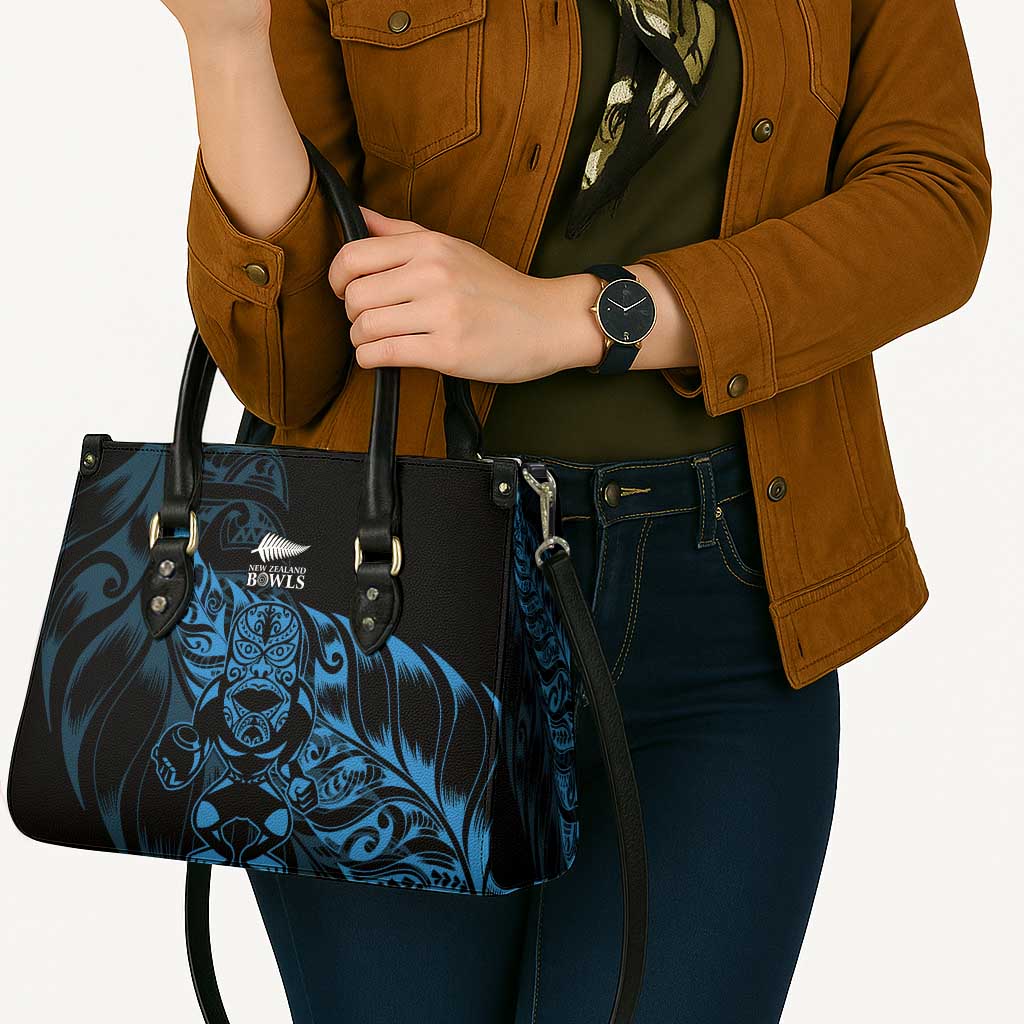 New Zealand Lawn Bowls Leather Bag Blue Maori Warrior Tribal Silver Fern - Polynesian Pride