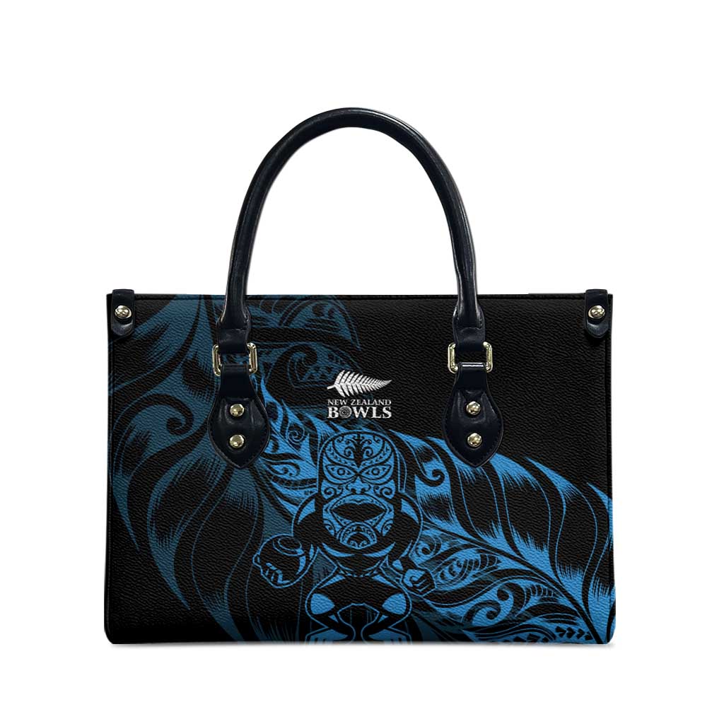 New Zealand Lawn Bowls Leather Bag Blue Maori Warrior Tribal Silver Fern - Polynesian Pride