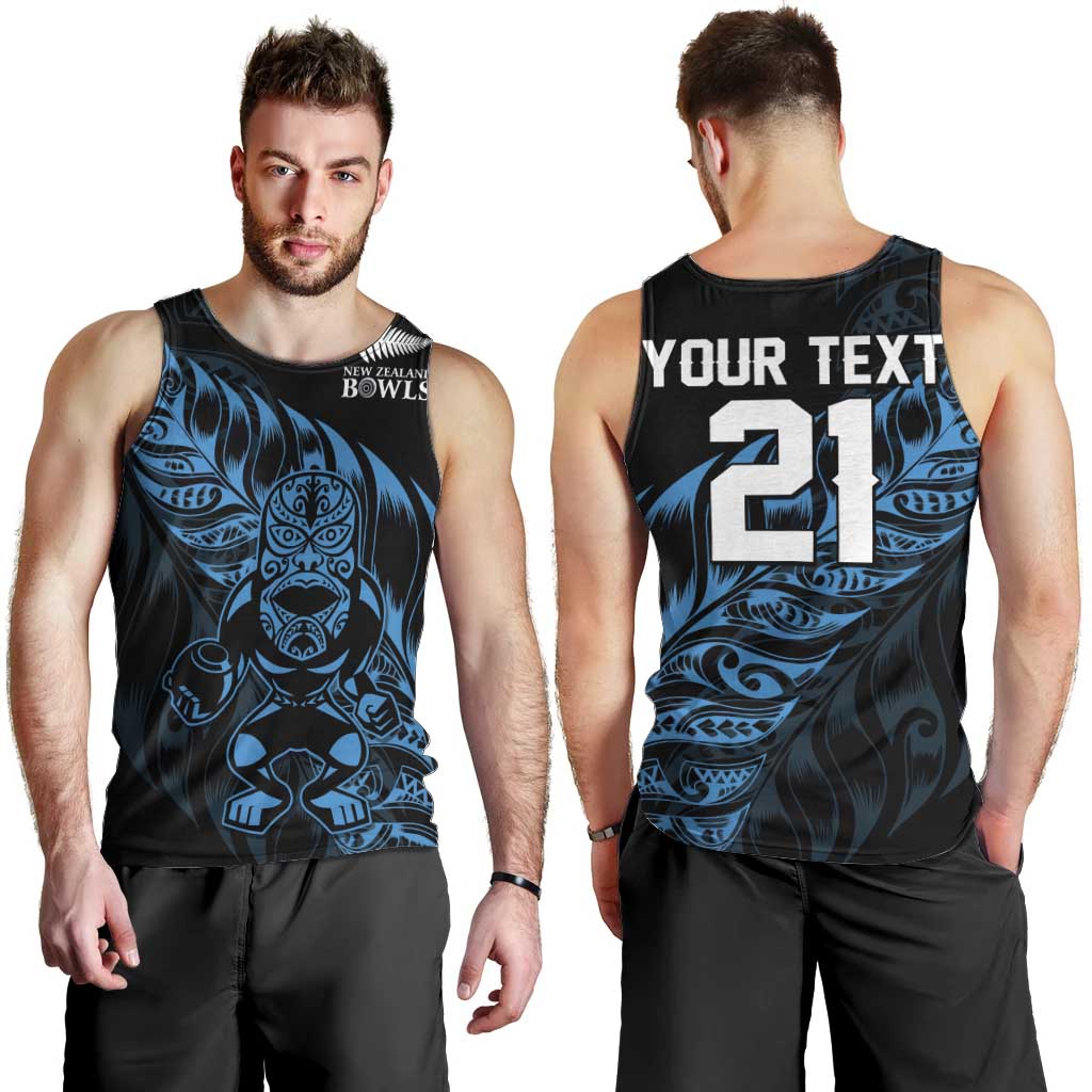 New Zealand Lawn Bowls Custom Men Tank Top Blue Maori Warrior Tribal Silver Fern - Polynesian Pride