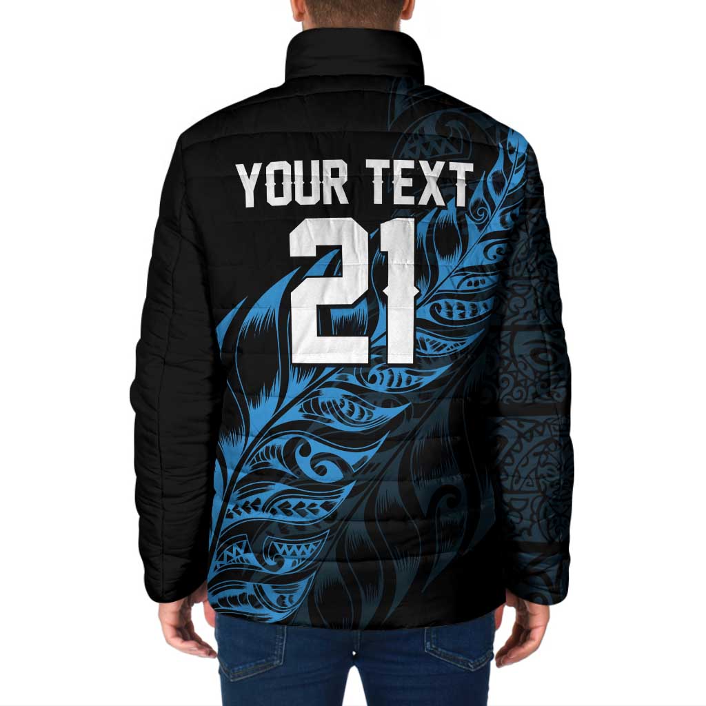 New Zealand Lawn Bowls Custom Padded Jacket Blue Maori Warrior Tribal Silver Fern - Polynesian Pride