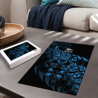 New Zealand Lawn Bowls Puzzle Blue Maori Warrior Tribal Silver Fern - Polynesian Pride