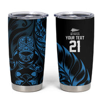 New Zealand Lawn Bowls Custom Tumbler Cup Blue Maori Warrior Tribal Silver Fern - Polynesian Pride