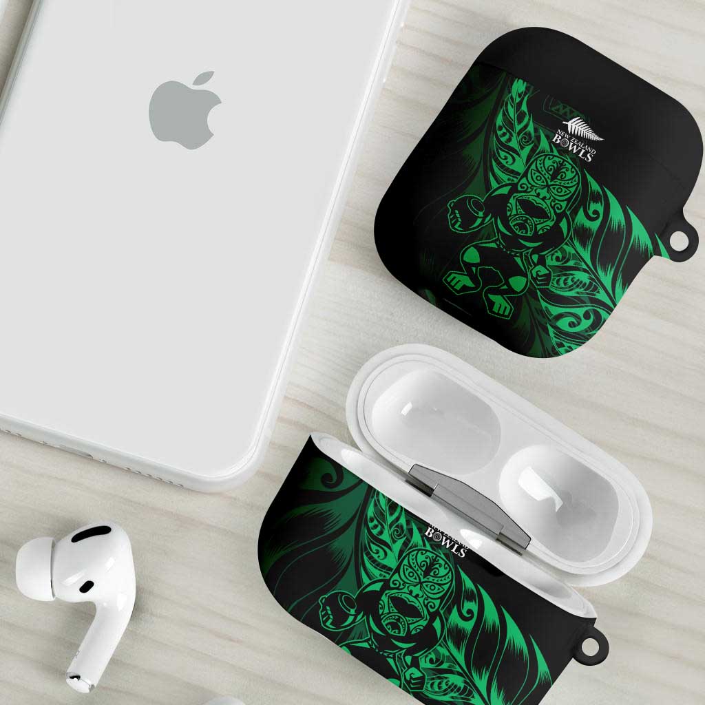 New Zealand Lawn Bowls AirPods Case Green Maori Warrior Tribal Silver Fern - Polynesian Pride