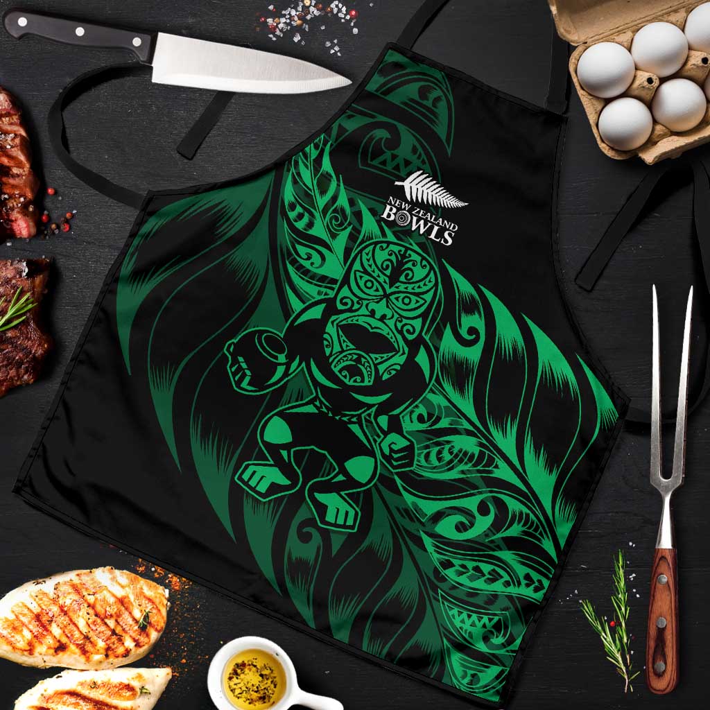 New Zealand Lawn Bowls Apron Green Maori Warrior Tribal Silver Fern - Polynesian Pride