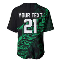 New Zealand Lawn Bowls Custom Baseball Jersey Green Maori Warrior Tribal Silver Fern - Polynesian Pride
