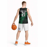 New Zealand Lawn Bowls Custom Basketball Jersey Green Maori Warrior Tribal Silver Fern - Polynesian Pride