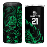 New Zealand Lawn Bowls Custom 4 in 1 Can Cooler Tumbler Green Maori Warrior Tribal Silver Fern - Polynesian Pride