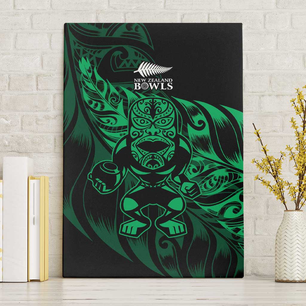 New Zealand Lawn Bowls Canvas Wall Art Green Maori Warrior Tribal Silver Fern - Polynesian Pride