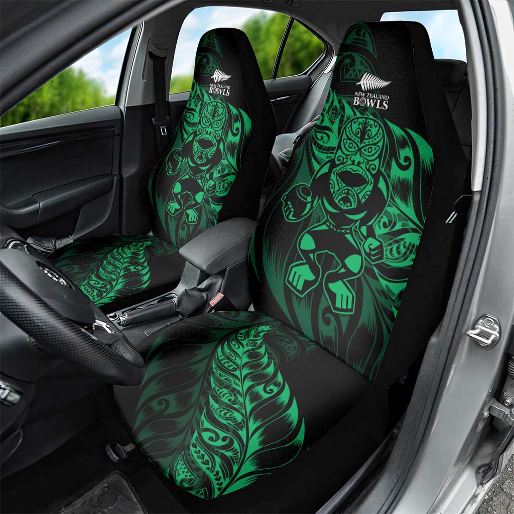 New Zealand Lawn Bowls Car Seat Cover Green Maori Warrior Tribal Silver Fern - Polynesian Pride