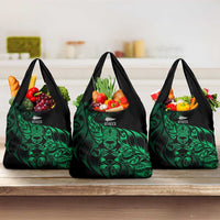 New Zealand Lawn Bowls Grocery Bag Green Maori Warrior Tribal Silver Fern - Polynesian Pride
