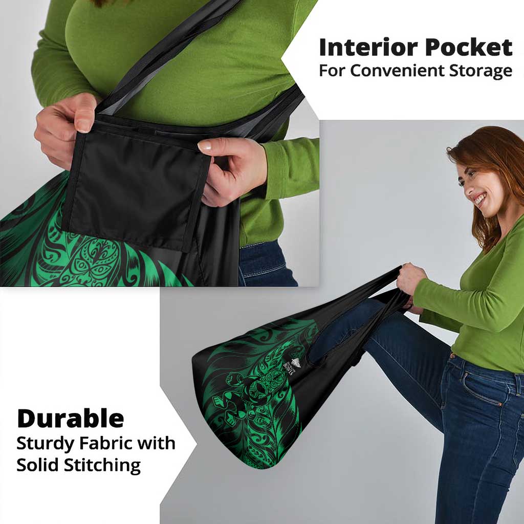 New Zealand Lawn Bowls Grocery Bag Green Maori Warrior Tribal Silver Fern - Polynesian Pride