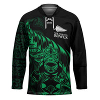 New Zealand Lawn Bowls Custom Hockey Jersey Green Maori Warrior Tribal Silver Fern - Polynesian Pride