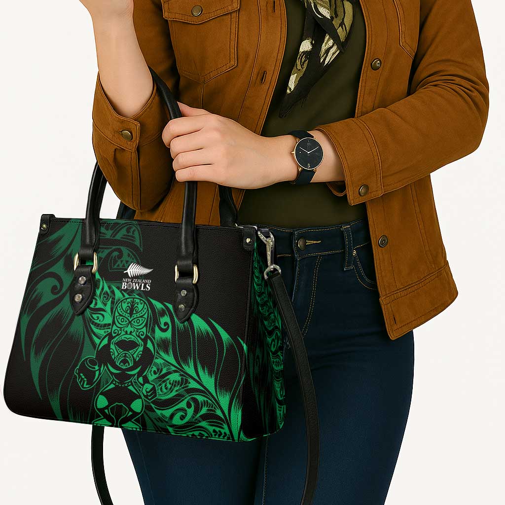 New Zealand Lawn Bowls Leather Bag Green Maori Warrior Tribal Silver Fern - Polynesian Pride