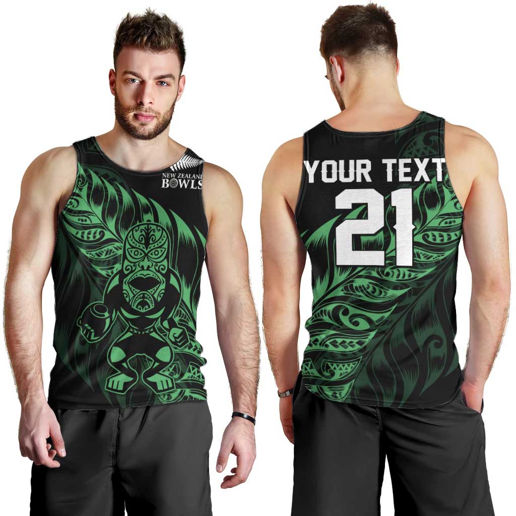 New Zealand Lawn Bowls Custom Men Tank Top Green Maori Warrior Tribal Silver Fern - Polynesian Pride