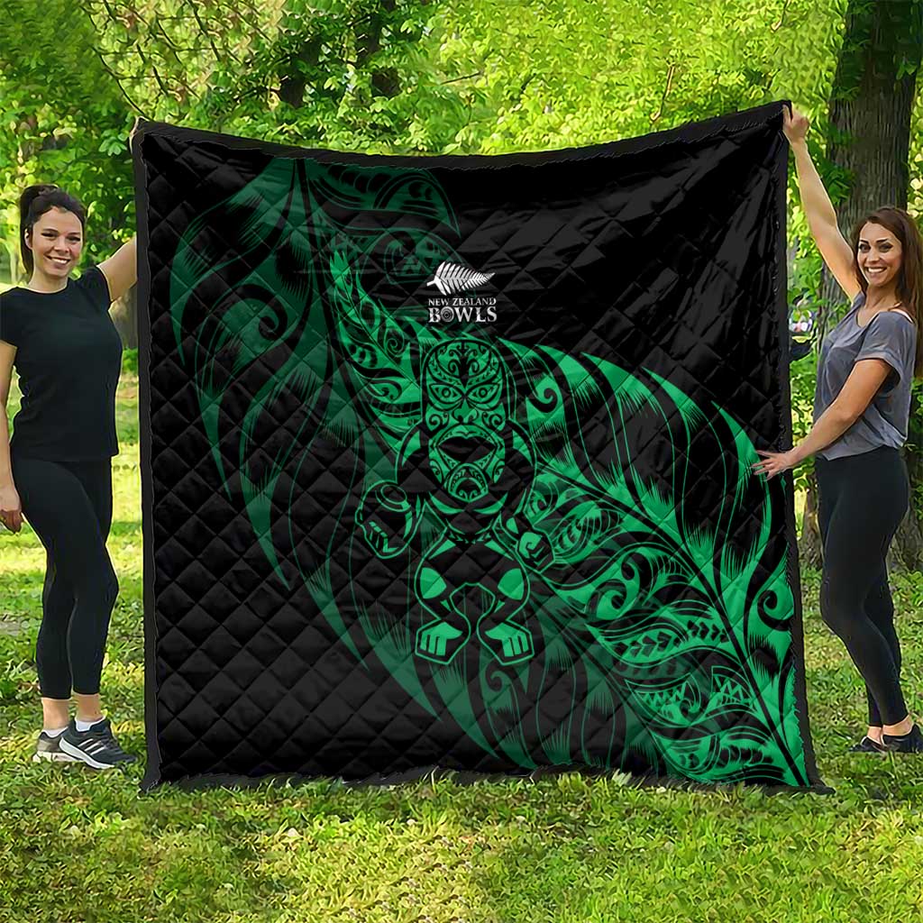 New Zealand Lawn Bowls Quilt Green Maori Warrior Tribal Silver Fern - Polynesian Pride