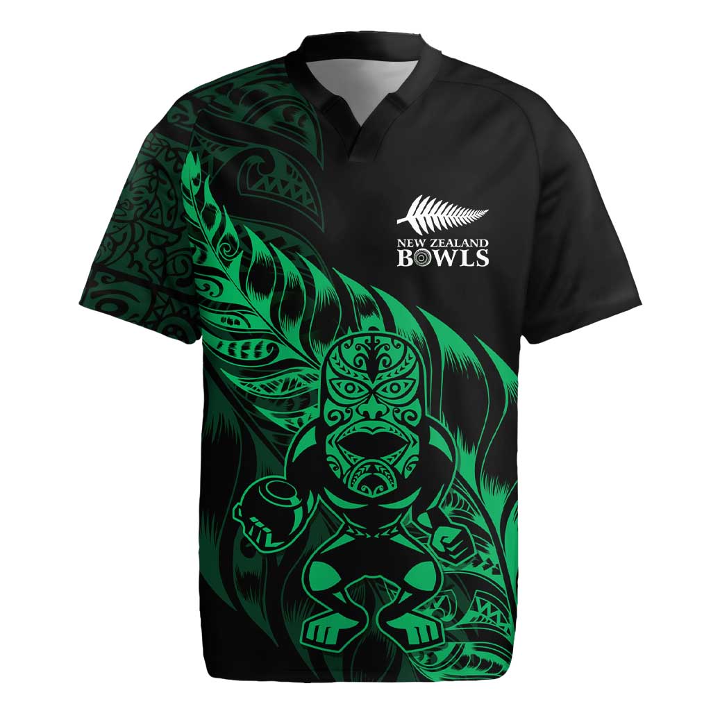 New Zealand Lawn Bowls Custom Rugby Jersey Green Maori Warrior Tribal Silver Fern - Polynesian Pride